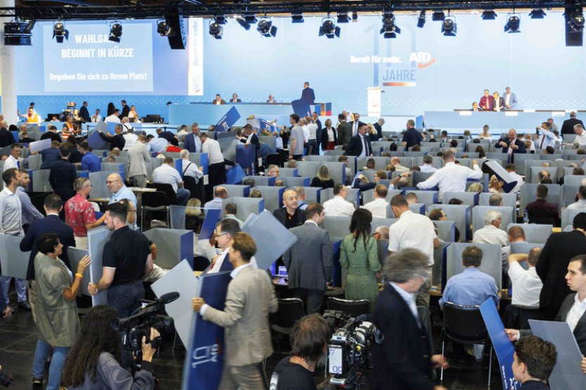 Tisíce lidí protestovaly proti sjezdu AfD, do EP ji povedou Krah s Bystroněm