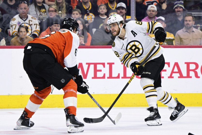 Pastrňák dvěma góly a přihrávkou řídil výhru Bostonu nad Philadelphií