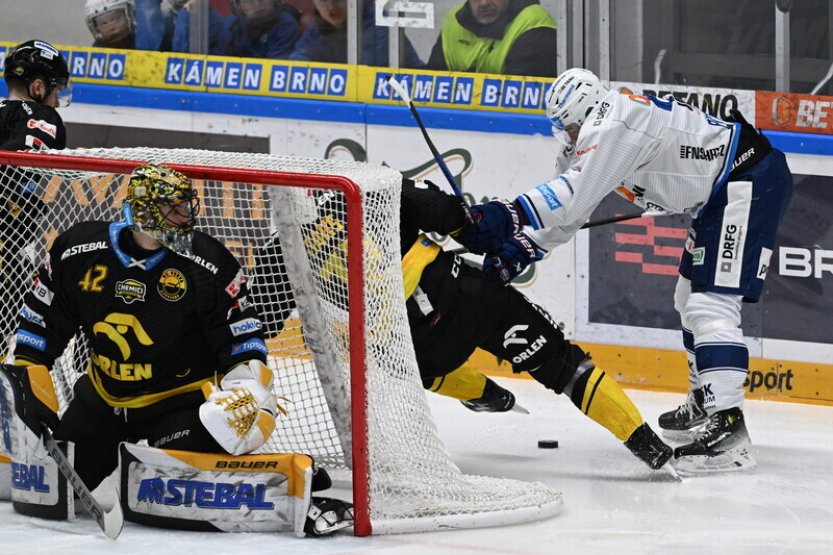 Litvínov vyhrál v Brně 2:1 v prodloužení a ve čtvrtfinále extraligy vede 3:2