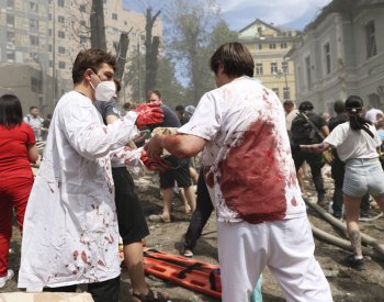 Svědci po zásahu kyjevské dětské nemocnice popsali zkázu a strach