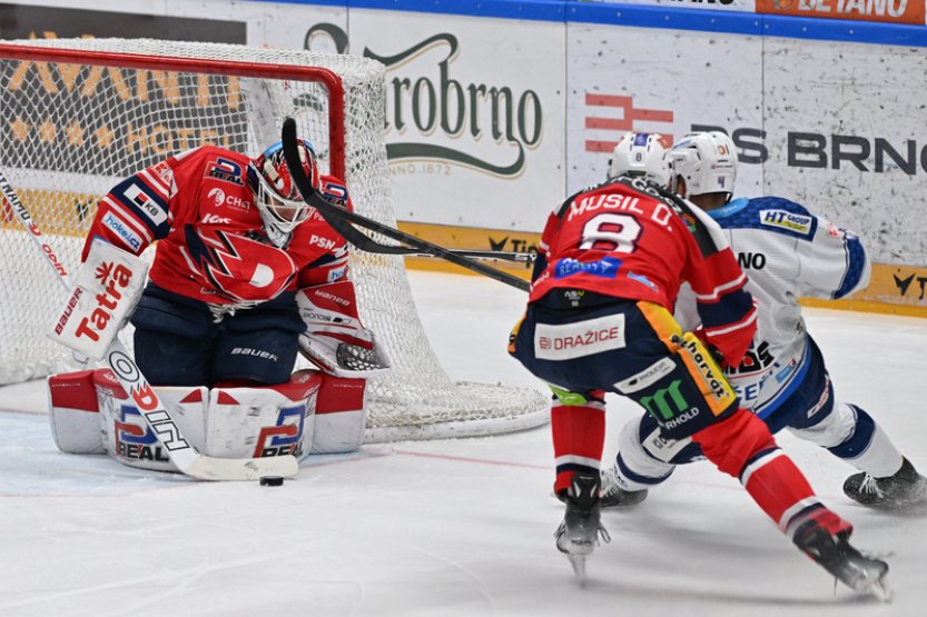 Brno porazilo Pardubice 4:3 v prodloužení a doma bodovalo posedmé v řadě