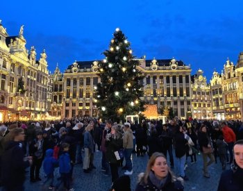 V Bruselu se otevřel vánoční trh, návštěvníky lákají světelná show i kolotoče