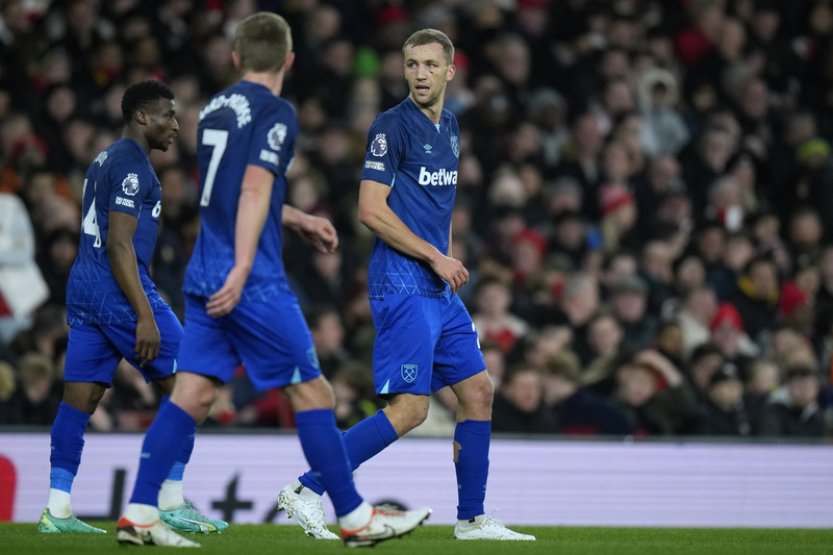 Souček gólem nasměroval fotbalisty West Hamu k vítězství na hřišti Arsenalu